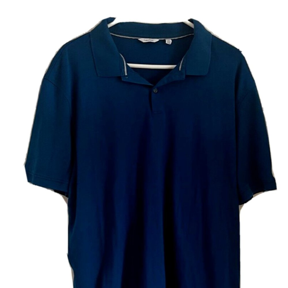 Calvin Klein Men’s Teal Blue Polo Shirt XL 100% Cotton Short Sleeve